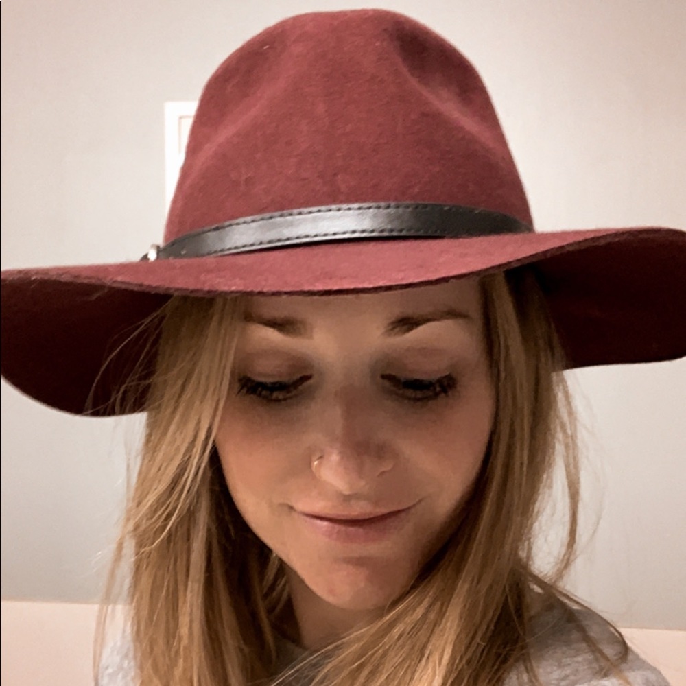 100% wool Wide brim burgundy hat - Picture 7 of 8